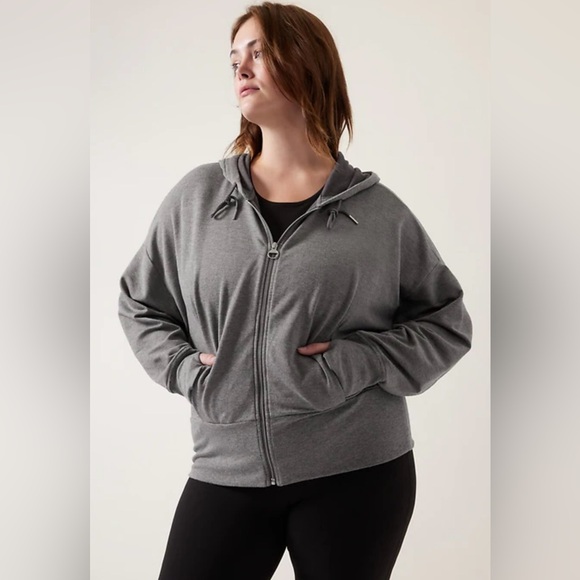Athleta Tops - NWT Athleta Balance Hoodie Sweatshirt Full Zipper Grey Size Large